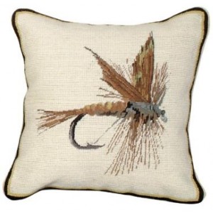 March Brown Fishing Fly Pillow