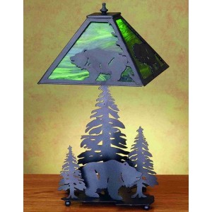 Grizzly Bear And Forest Table Lamp