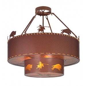 Indian And Buffalo Inverted Pendant Light