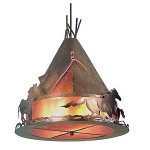 Teepee With Running Horses Pendant Light