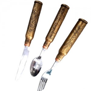 Western Design .50 Caliber Shell Cartridge Flatware -6 sets