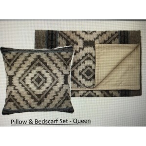 Adelanto Azure Queen Bed Scarf and Pillow Set