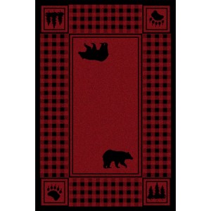 Bear Refuge on Red Area Rugs