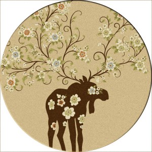 Moose Blossom-Round Rug-Natural