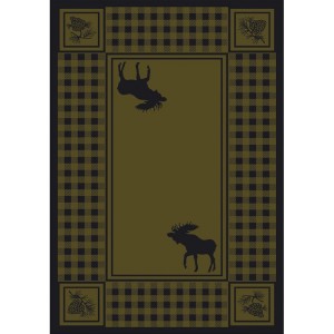 Moose Refuge on Green Area Rugs