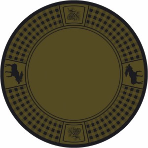 Moose Refuge on Green Round Rug