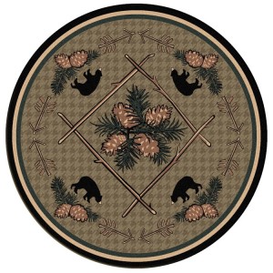 Pine Cone and Bear Round Area Rug