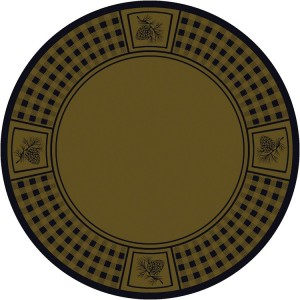 Pine Cone Refuge on Green Round Rug