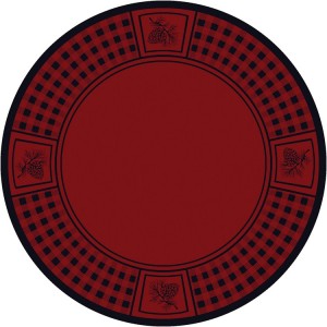 Pine Cone Refuge on Red Round Rug