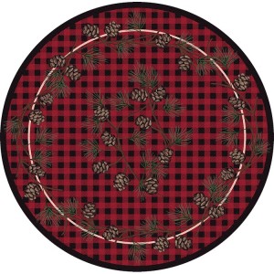 Red Wooded Pines Round Rug