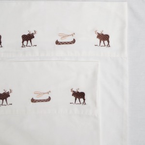 Embroidered Moose & Canoe Sheet Sets