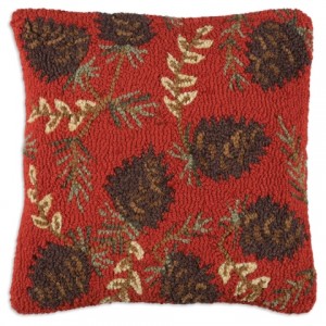 Ruby Pine Cones Pillow