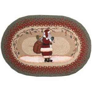 Oval Patch Santa Braided Rug