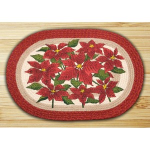 Oval Poinsettia Braided Rug