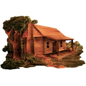 Woodland Cabin Carved Wood Wall Art