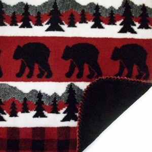 Bear Plaid Border Throw