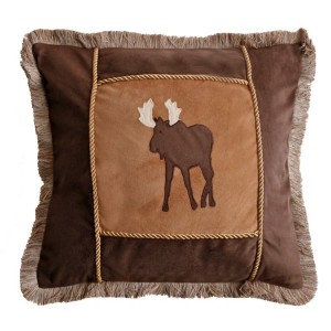 Fringed Brown Moose Pillow