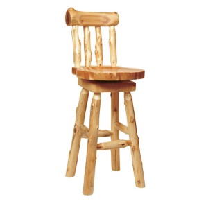 Log Bar Stool with Backrest