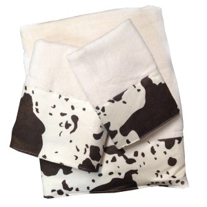 Cowhide Design Towel Set Cream 