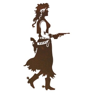 Cowgirl with Pistol Metal Wall Art