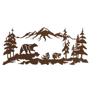 Bear Family Mountain Metal Wall Art