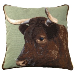 Milking Devon Cow Needlepoint Pillow