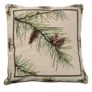 Pine Bough Needlepoint Pillow