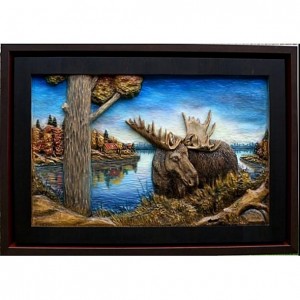 Majestic Moose Original and Signed Carving 27 x 39