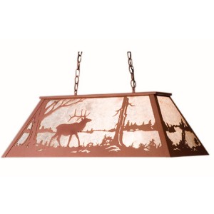 Elk At Lake Oblong Pendant Light