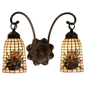 Pine Cone Art Glass Double Wall Sconce