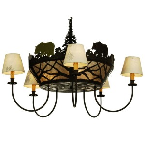 Bear On The Loose 5 Arm Chandelier