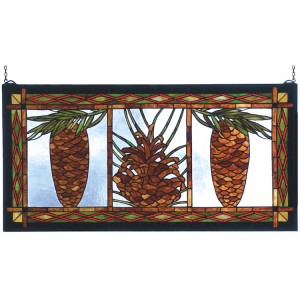Northern Pine Cone Stained Glass Window