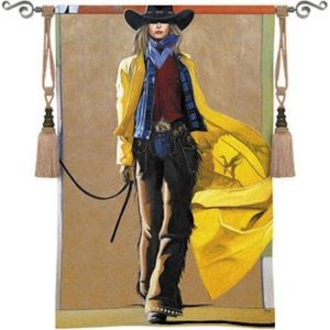 We're Comin' Thru Cowgirl Wall Tapestry