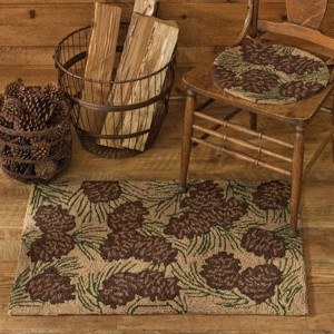 Natural Pine Cone Hooked Rug
