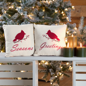 Seasons Greeting Pillow Set of 2 10 x 10