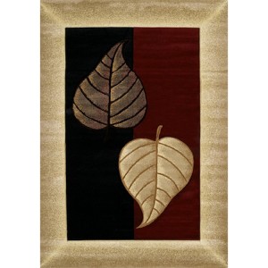 Burgundy Twin Leaf Area Rugs