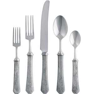 Hammered Pewter Five Piece Place Setting