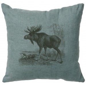 Moose Scene Linen Pillow 16" x 16" (5 colors)