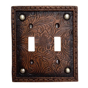 Faux Leather Double Toggle Switch Plate