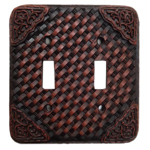 Woven Leather Double Toggle Switch Cover