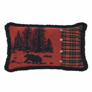 River Bear and Plaid Pillow