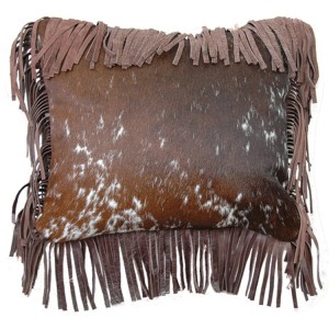 Fargo Fringed Leather Pillow