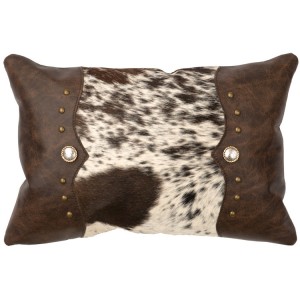 Dark Brown Speckled Hair with Leather Pillow