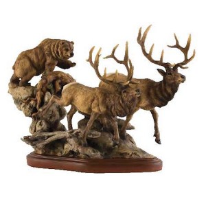 The Encounter â€“ Grizzly Bear & Elk Sculpture