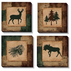 Pine Lodge Wrapped Canvas Quartet