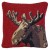 Velvet Moose on Red Wool Pillow