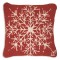 Red pillow with off-white snow flakes