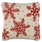 Off-white pillow with red snowflakes