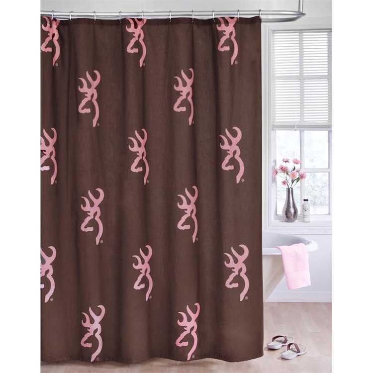 Pink Buckmark Shower Curtain, Pink And Brown Shower Curtain