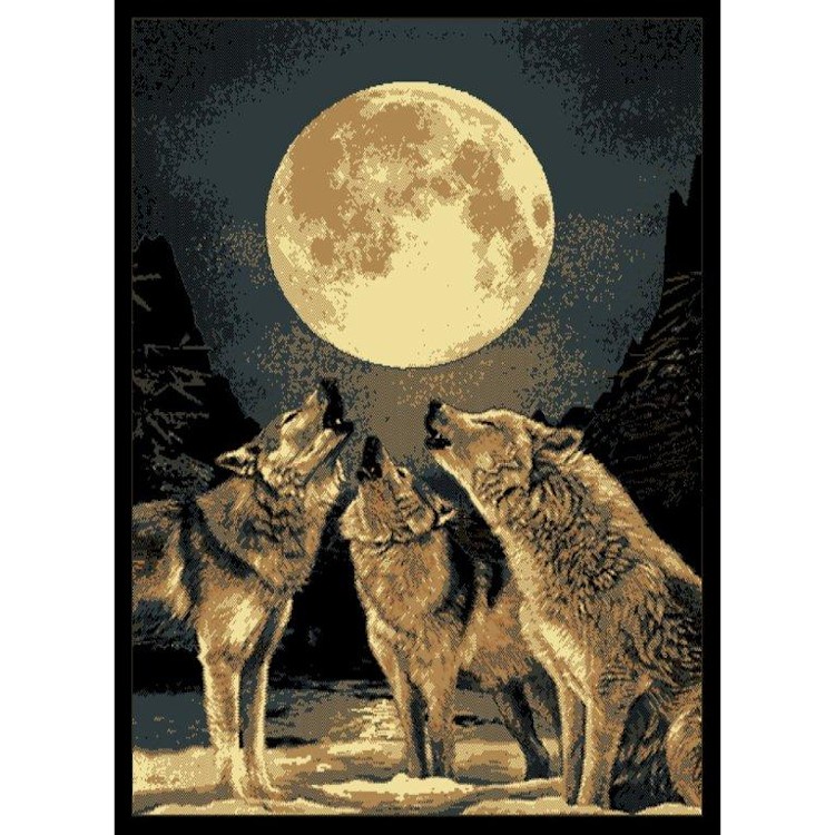 ALAZA Magic Night Howling Wolf Full Moon Area Rug Rugs for Living Room Bedroom 7' x 5' 